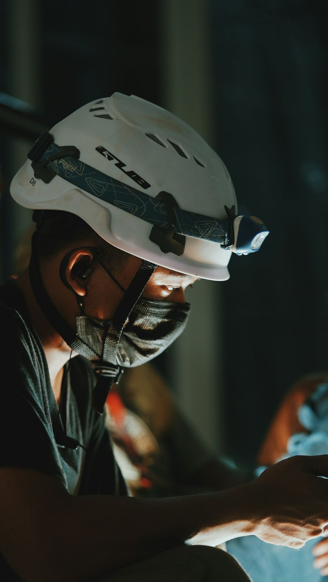 a person wearing a helmet